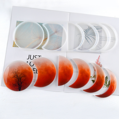 Light Gray Urban Crafter Moon Phases Silicone Resin Mould-Large Two Piece Mould Resin Moulds