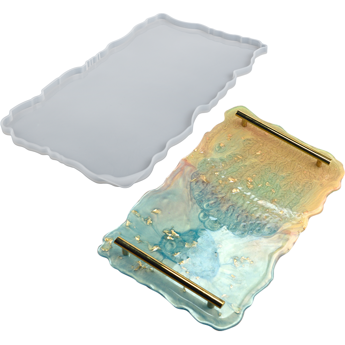 Gray Urban Crafter Silicone Mould Tray-Large Geode Rectangle Platter Resin Moulds