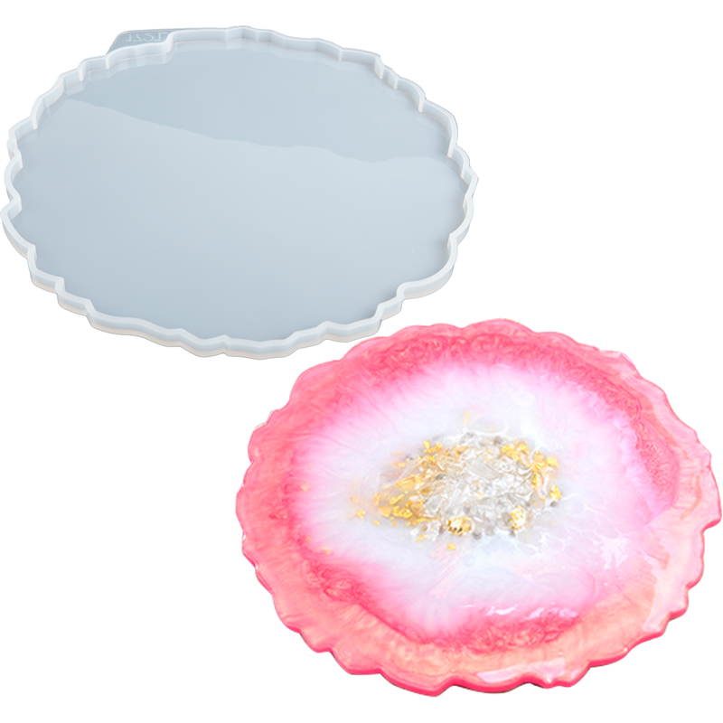 Light Gray Urban Crafter Round Geode Tray Mould Resin Craft