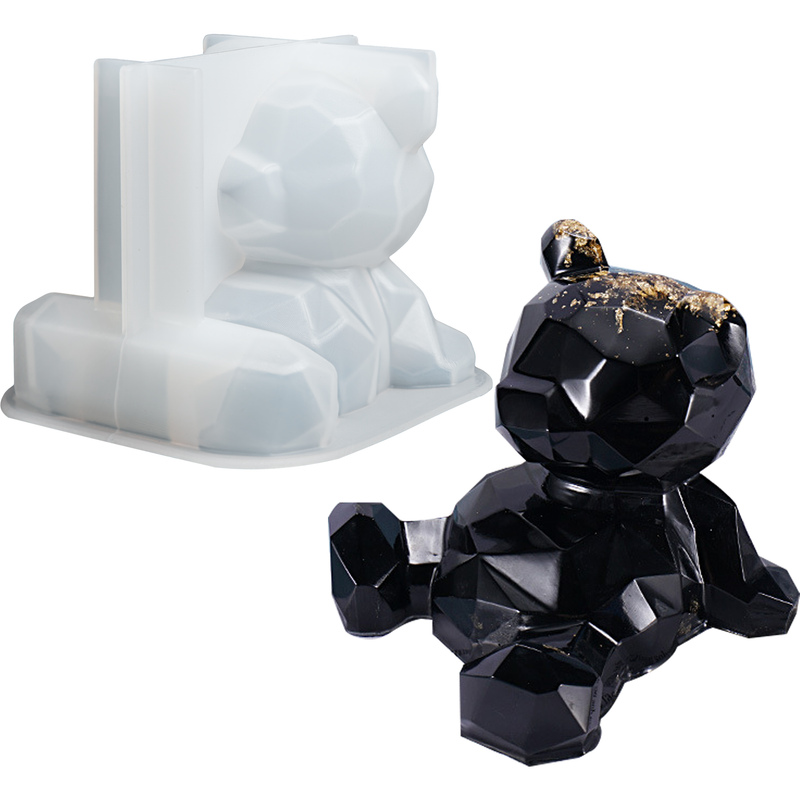 Black Urban Crafter Sitting Teddy Bear Mould Resin Craft