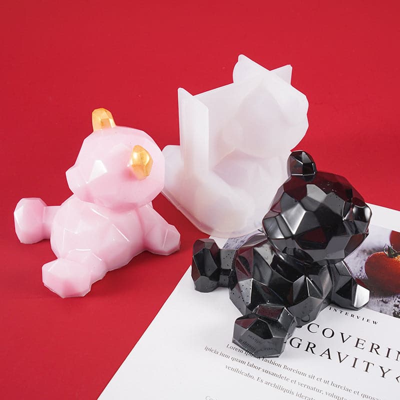 Light Gray Urban Crafter Sitting Teddy Bear Mould Resin Craft