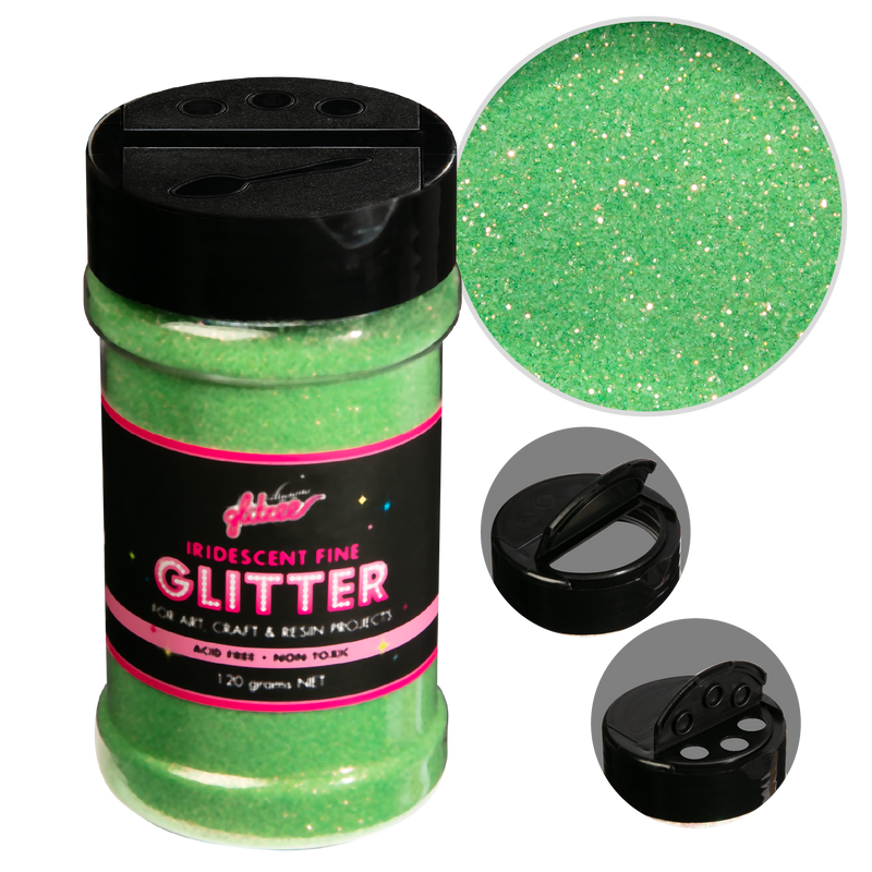 Black Illusions Iridescent Fine Glitter 0.3mm-Green Bullion (113g) Craft Basics