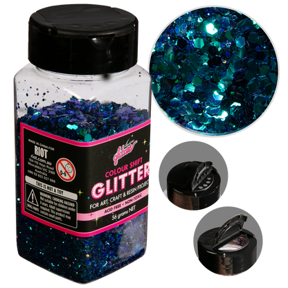 Gray Illusions Colour Shift Glitter (Mix Size)-Mermaid Colour Shift (56g) Craft Basics