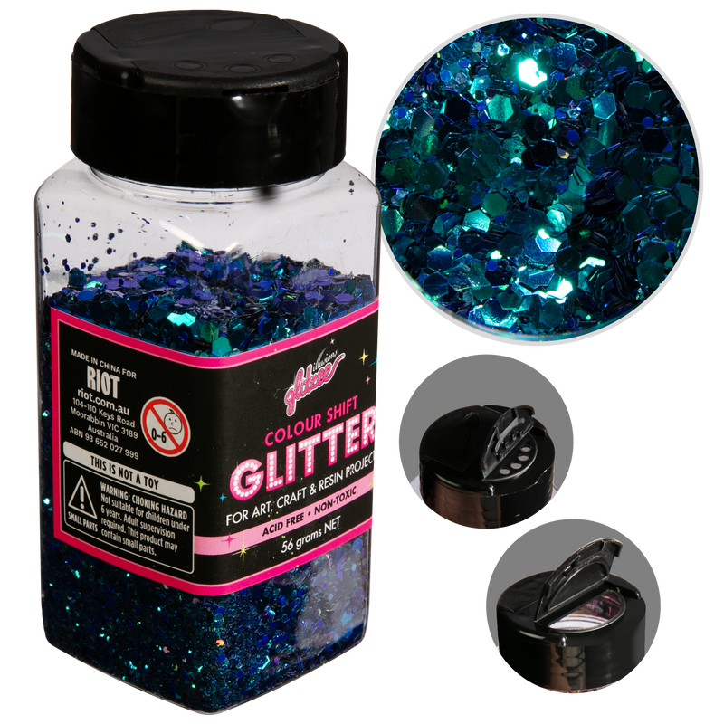 Gray Illusions Colour Shift Glitter (Mix Size)-Mermaid Colour Shift (56g) Craft Basics