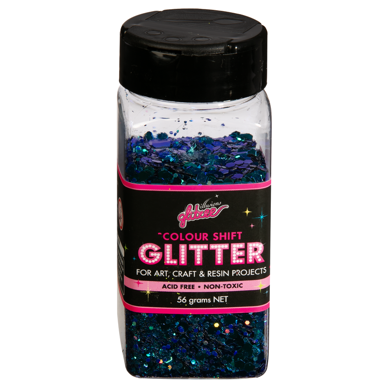 Plum Illusions Colour Shift Glitter (Mix Size)-Mermaid Colour Shift (56g) Craft Basics