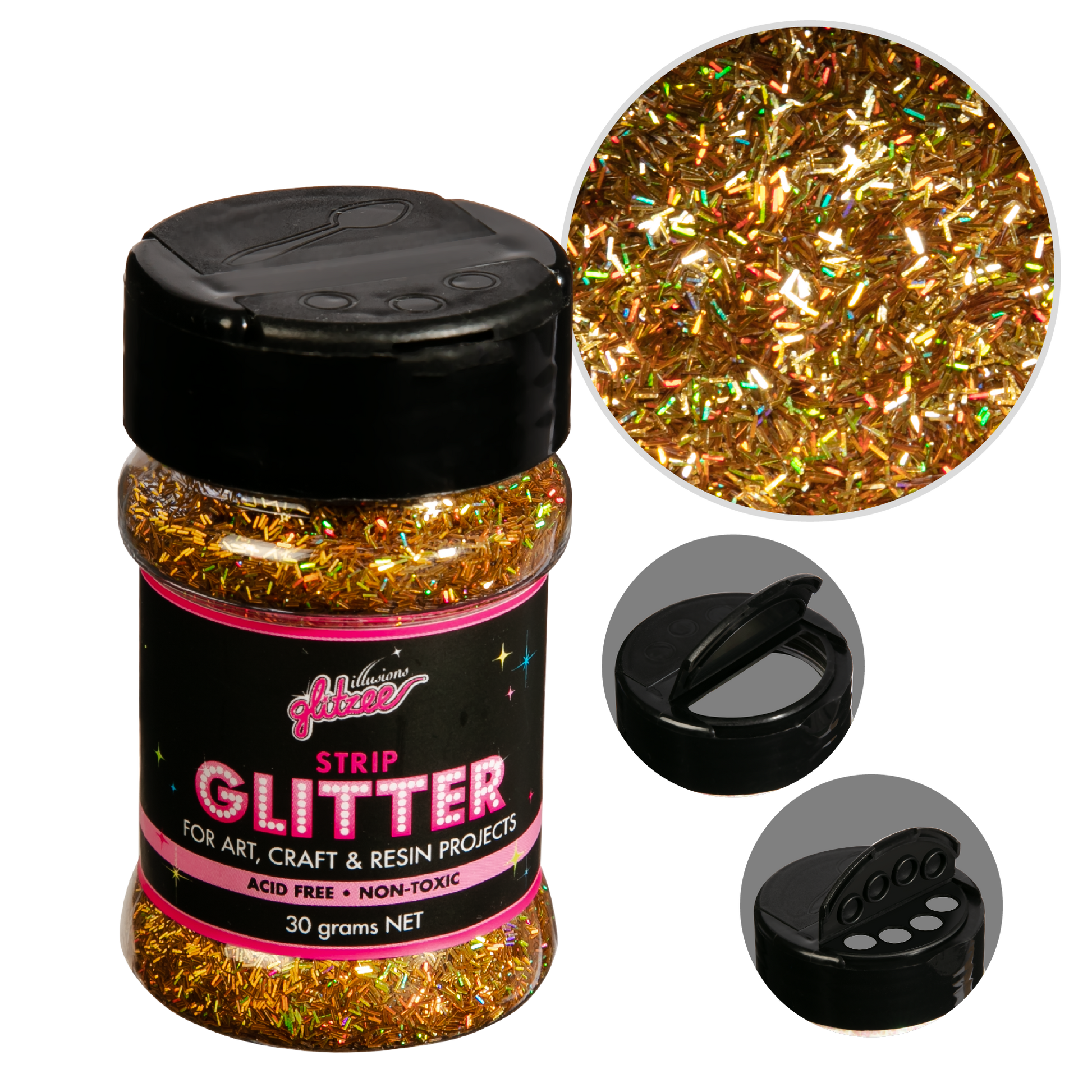 Black Illusions Strip Glitter-Gold (30g) Craft Basics