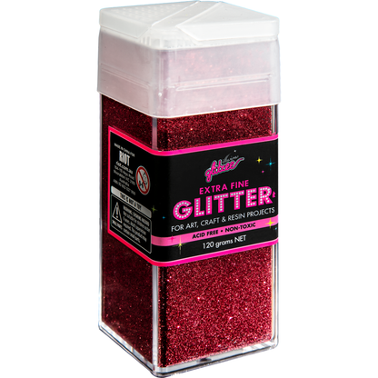 Black Illusions Extra Fine Ordinary Glitter 0.2mm-Raspberry (120g) Craft Basics