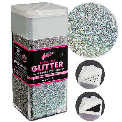 Gray Illusions Extra Fine Ordinary Glitter 0.2mm-Bling Holographic (120g) Glitter