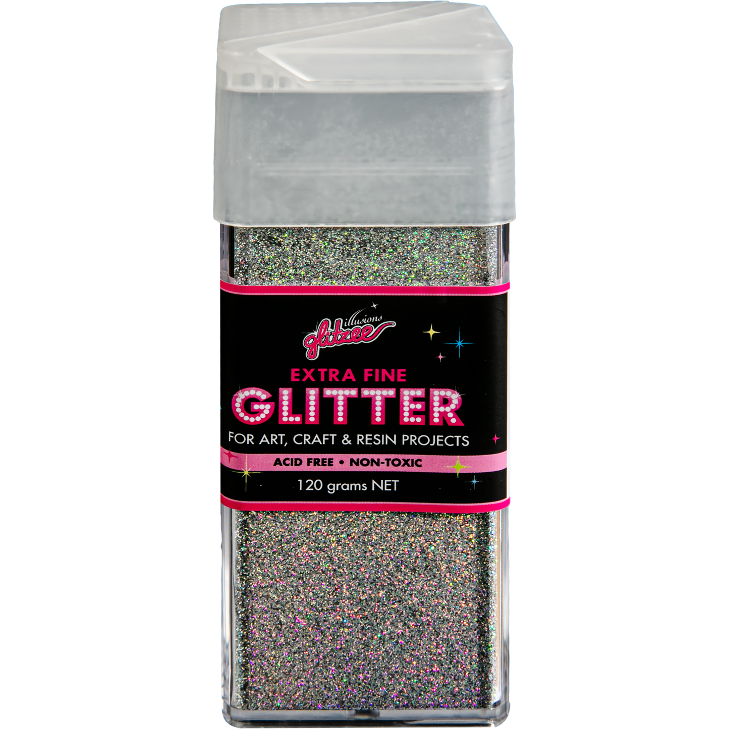 Dark Gray Illusions Extra Fine Ordinary Glitter 0.2mm-Bling Holographic (120g) Glitter