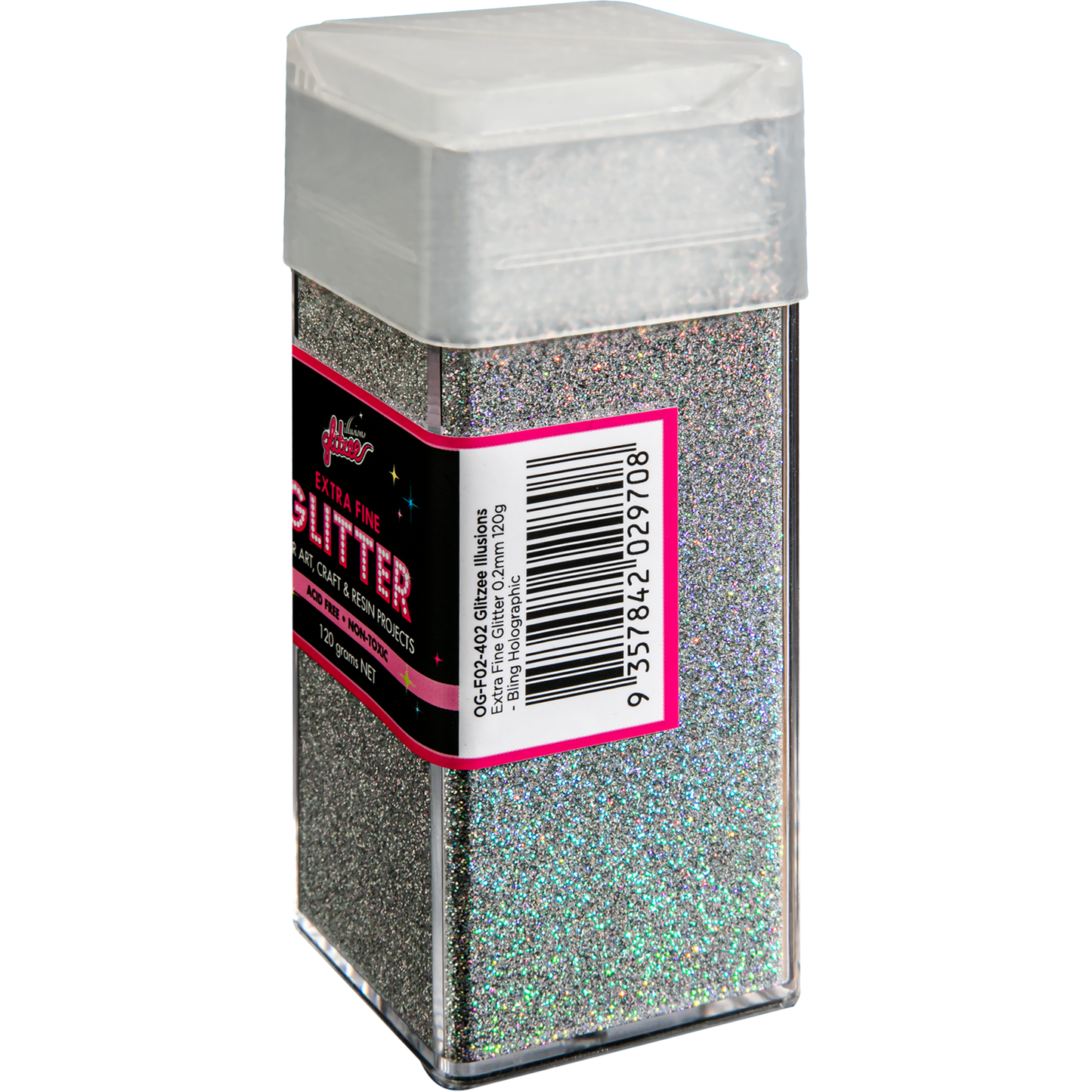 Gray Illusions Extra Fine Ordinary Glitter 0.2mm-Bling Holographic (120g) Glitter