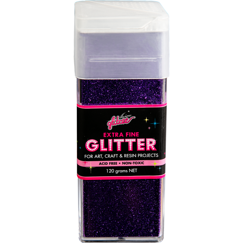 Black Illusions Extra Fine Ordinary Glitter 0.2mm-Muse Purple (120g) Craft Basics