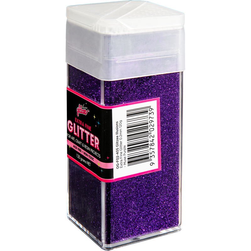 Black Illusions Extra Fine Ordinary Glitter 0.2mm-Muse Purple (120g) Craft Basics