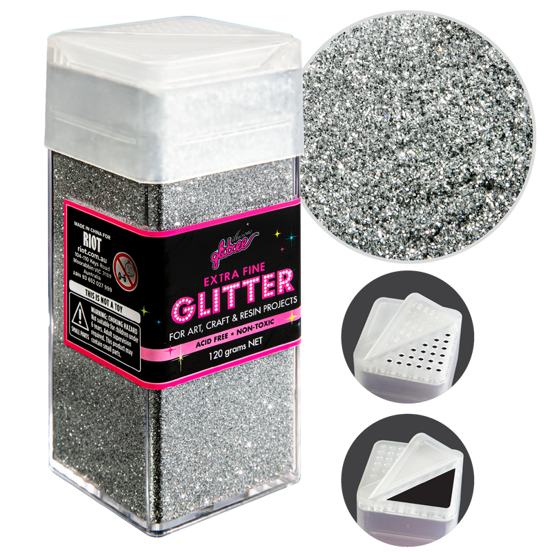 Light Gray Illusions Extra Fine Ordinary Glitter 0.2mm-Silver Holographic (120g) Craft Basics
