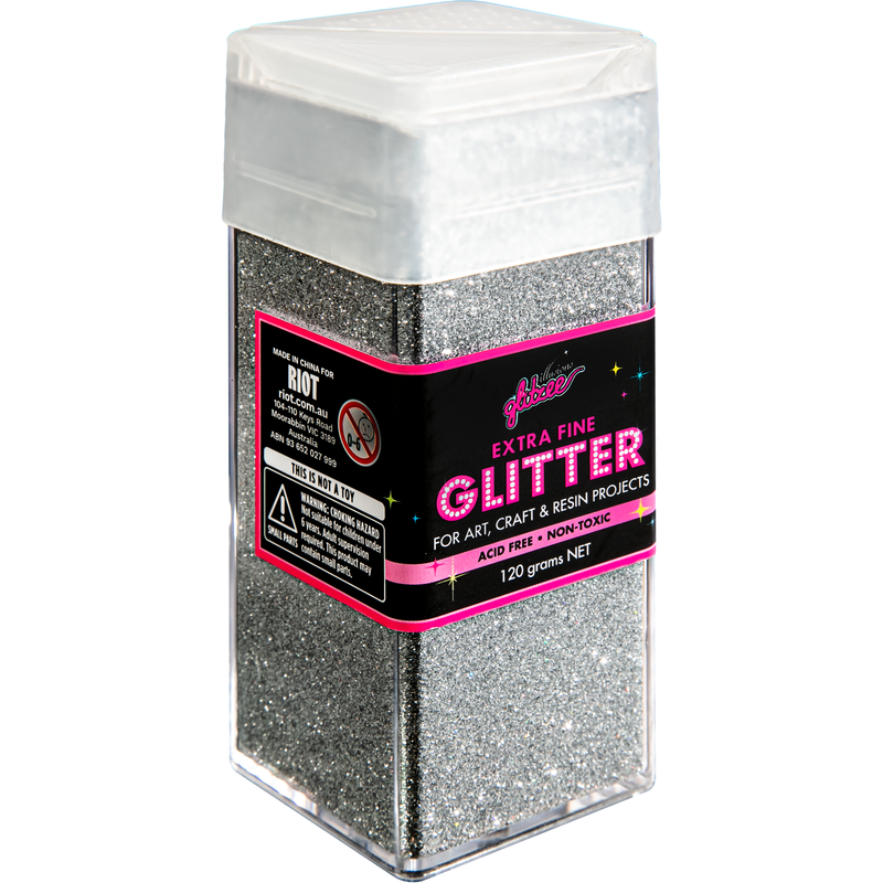 Light Gray Illusions Extra Fine Ordinary Glitter 0.2mm-Silver Holographic (120g) Craft Basics