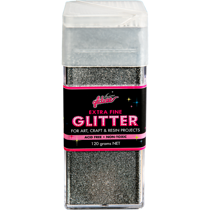 Gray Illusions Extra Fine Ordinary Glitter 0.2mm-Silver Holographic (120g) Craft Basics