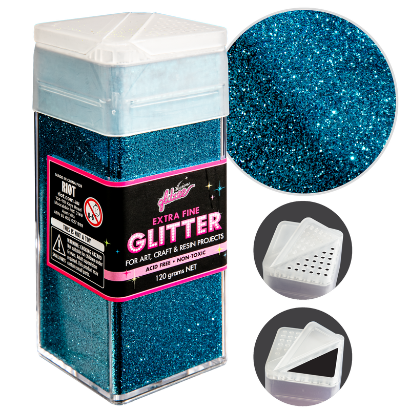 Dark Slate Gray Illusions Extra Fine Ordinary Glitter 0.2mm-Aqua (120g) Craft Basics