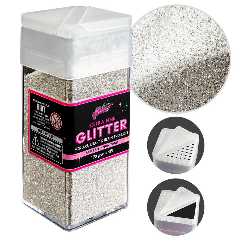 Light Gray Illusions Extra Fine Ordinary Glitter 0.2mm-Silver (120g) Craft Basics