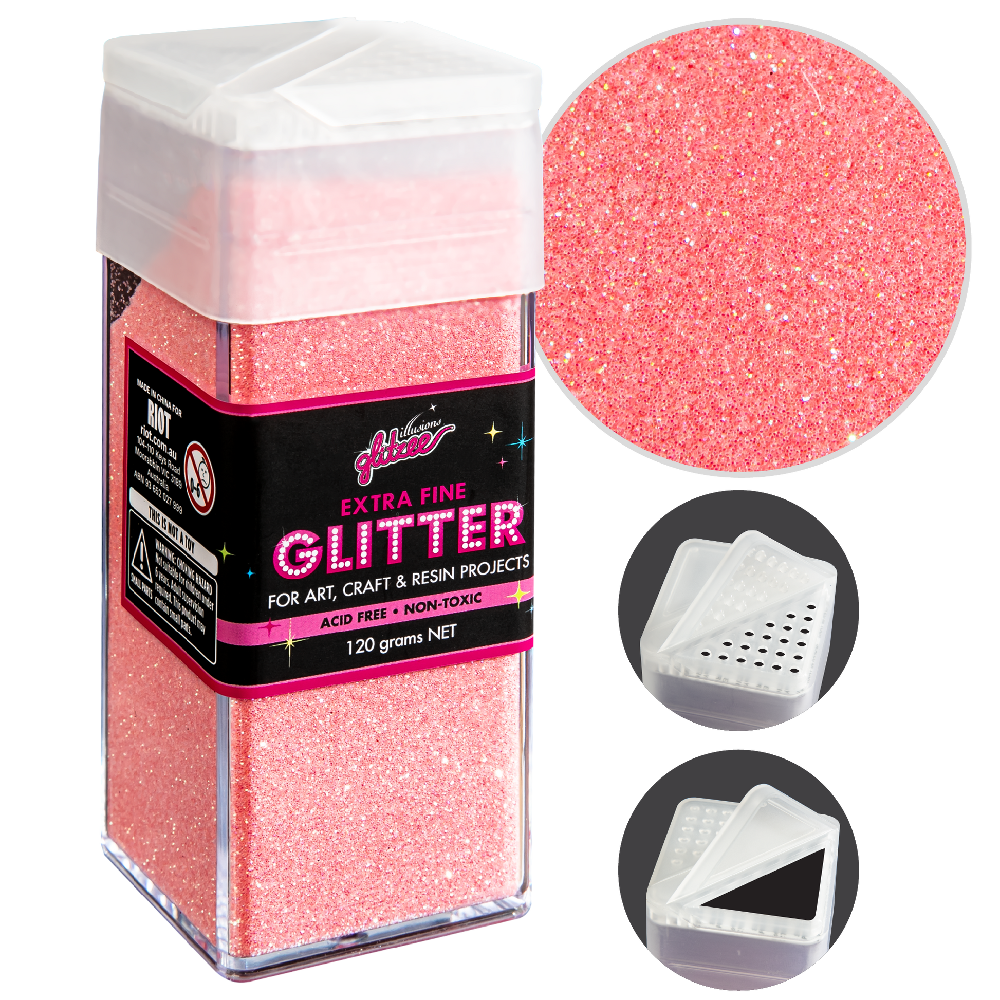 Light Pink Illusions Extra Fine Ordinary Glitter 0.2mm-Pink (120g) Glitter