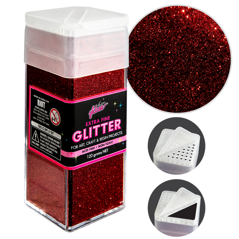 Thistle Illusions Extra Fine Ordinary Glitter 0.2mm-Cherry Red (120g) Craft Basics