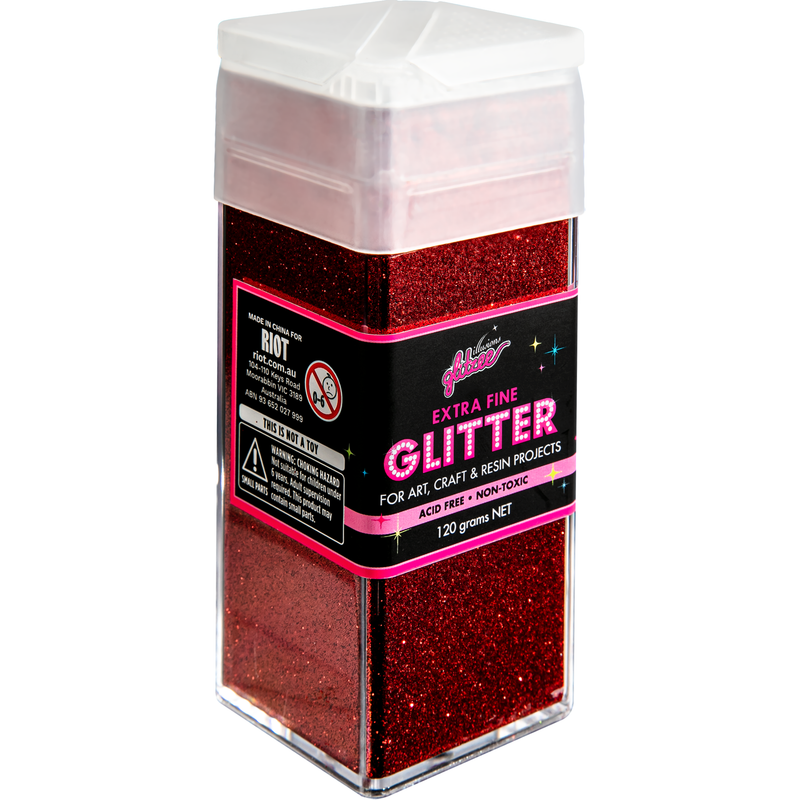Black Illusions Extra Fine Ordinary Glitter 0.2mm-Cherry Red (120g) Craft Basics