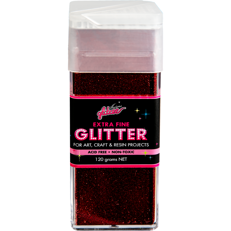 Black Illusions Extra Fine Ordinary Glitter 0.2mm-Cherry Red (120g) Craft Basics