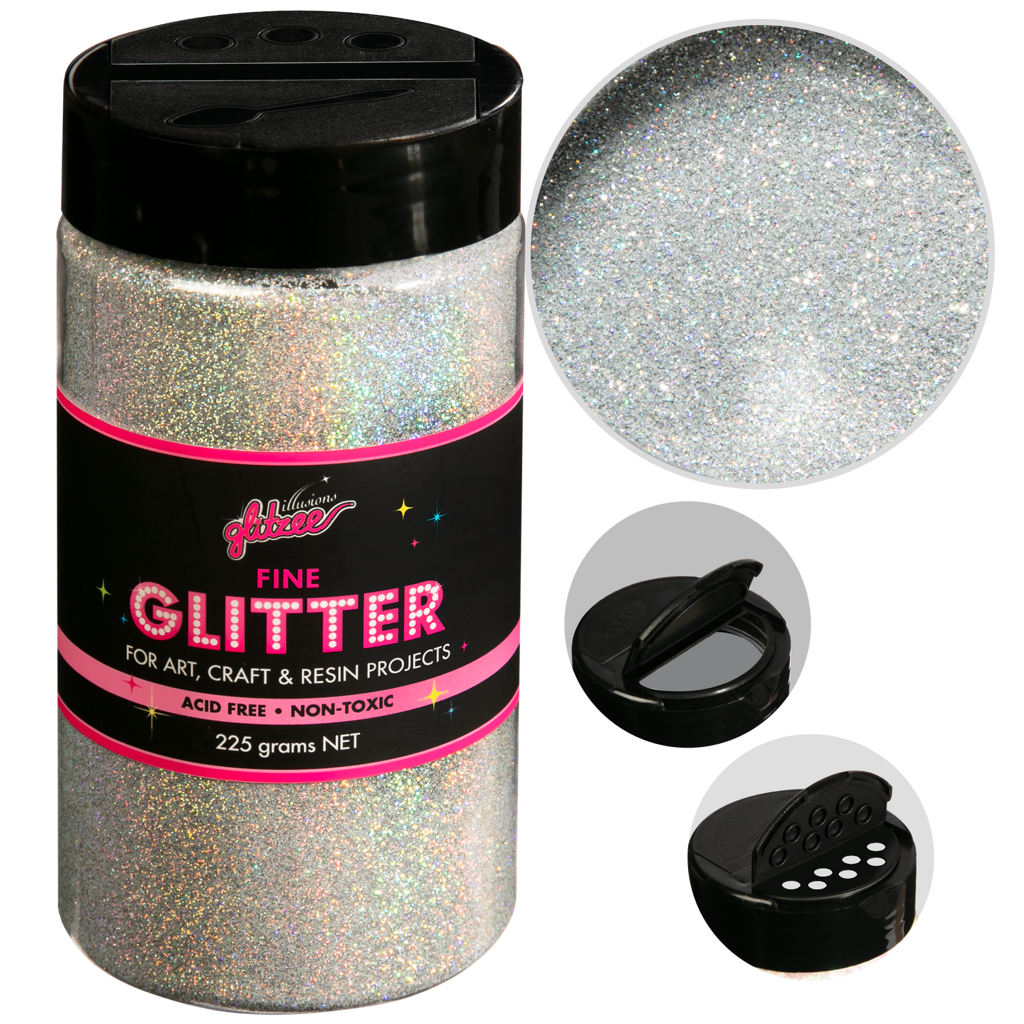 Gray Illusions Fine Ordinary Glitter 0.2mm-Bling Holographic (227g) Glitter