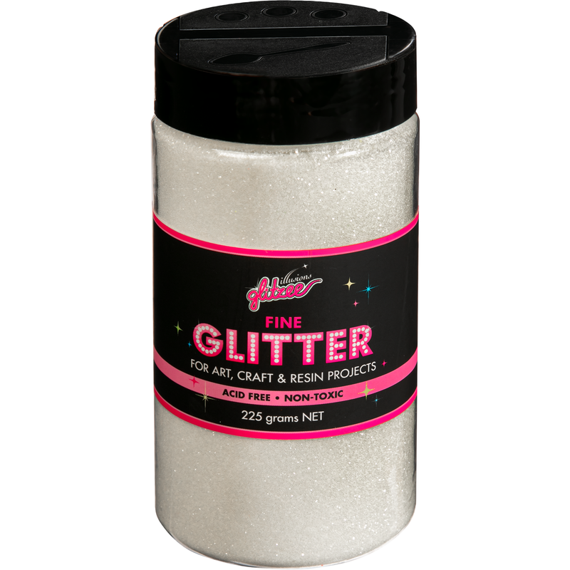 Gray Illusions Fine Ordinary Glitter 0.2mm-Snow (227g) Craft Basics