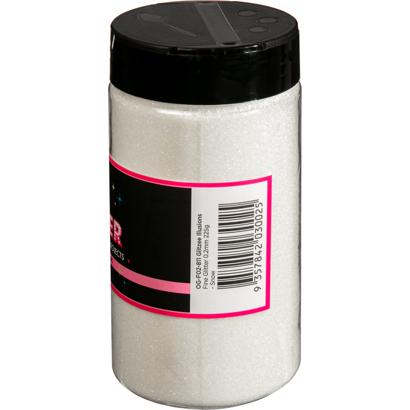Black Illusions Fine Ordinary Glitter 0.2mm-Snow (227g) Craft Basics