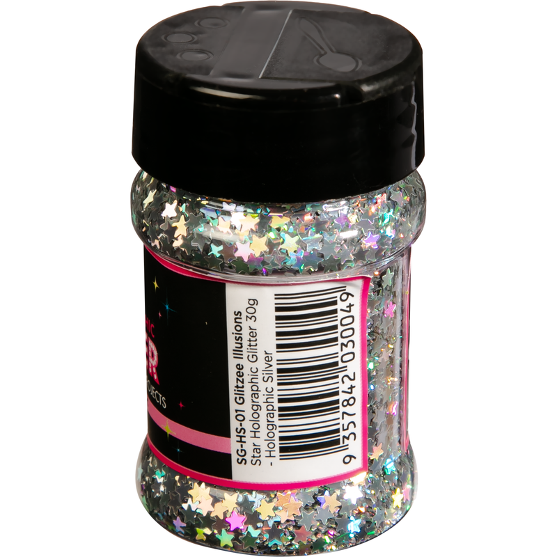 Thistle Illusions Star Holographic Glitter-Holographic Silver (30g) Craft Basics