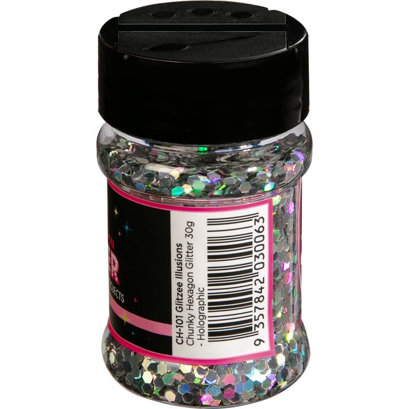 Gray Illusions Chunky Hexagon Glitter-Holographic (30g) Craft Basics