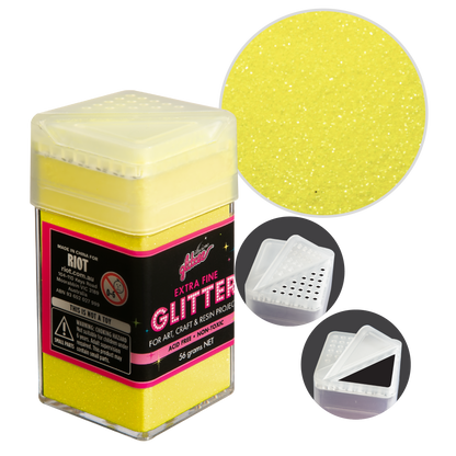 Black Illusions Extra Fine Glitter 0.2mm-Neon Yellow (56g) Craft Basics