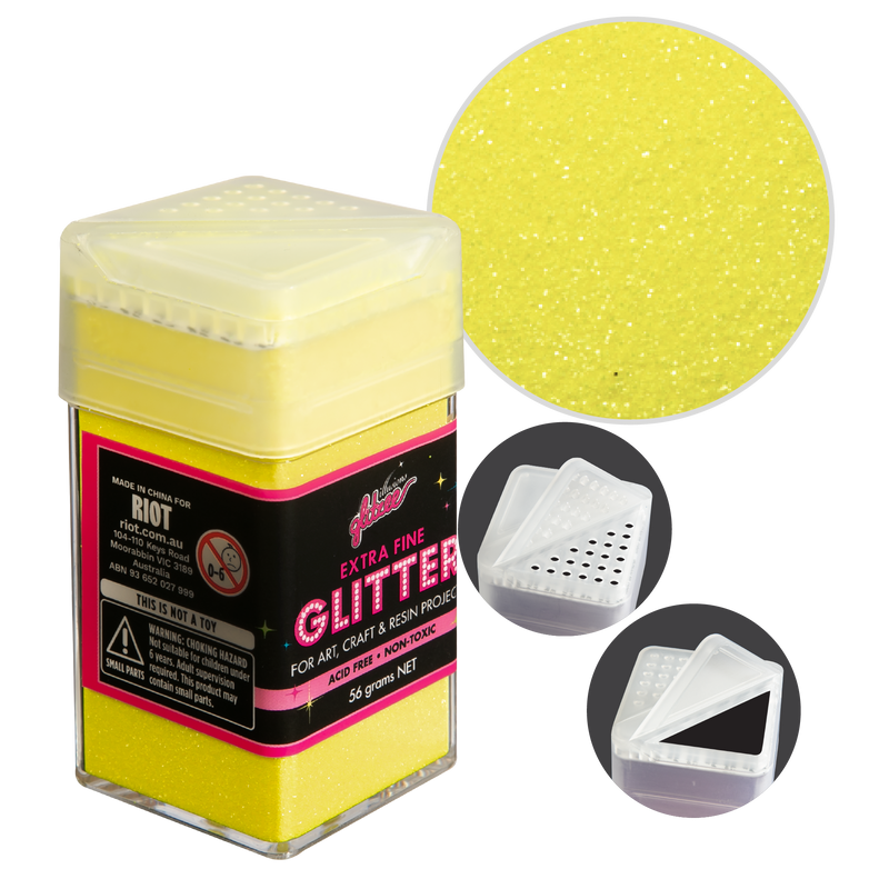 Black Illusions Extra Fine Glitter 0.2mm-Neon Yellow (56g) Craft Basics