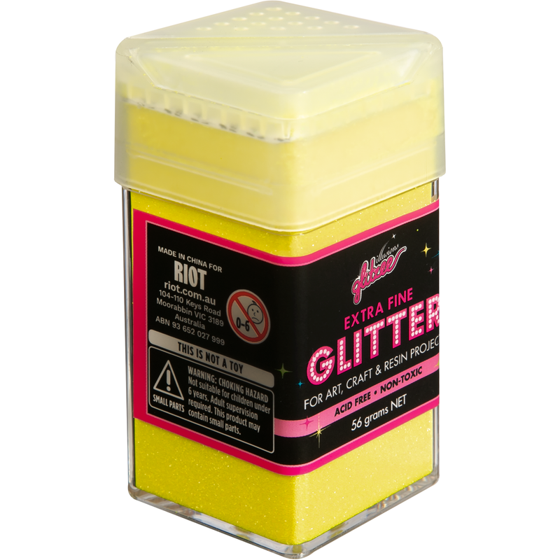 Black Illusions Extra Fine Glitter 0.2mm-Neon Yellow (56g) Craft Basics