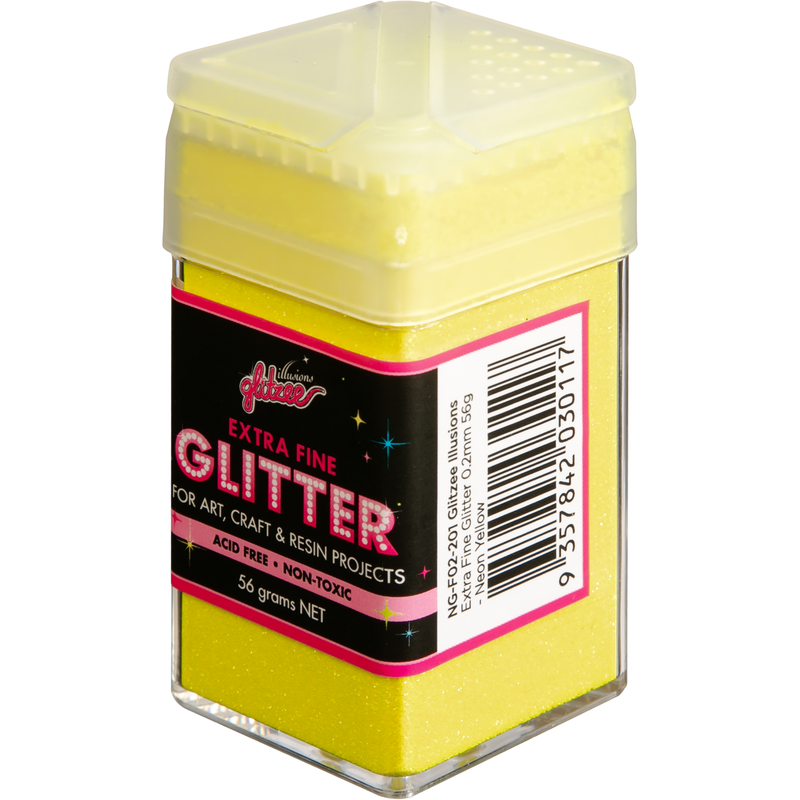 Light Goldenrod Illusions Extra Fine Glitter 0.2mm-Neon Yellow (56g) Craft Basics