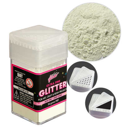 Light Gray Illusions Extra Fine Glitter 0.2mm-Glow In The Dark, Yellow Green (56g) Glitter