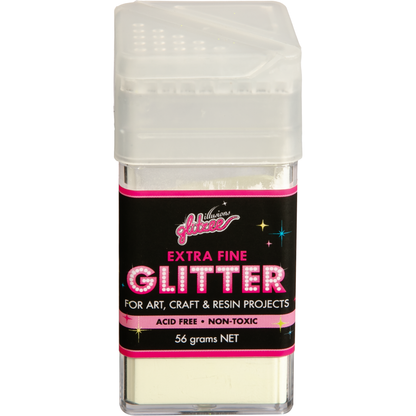 Black Illusions Extra Fine Glitter 0.2mm-Glow In The Dark, Yellow Green (56g) Glitter