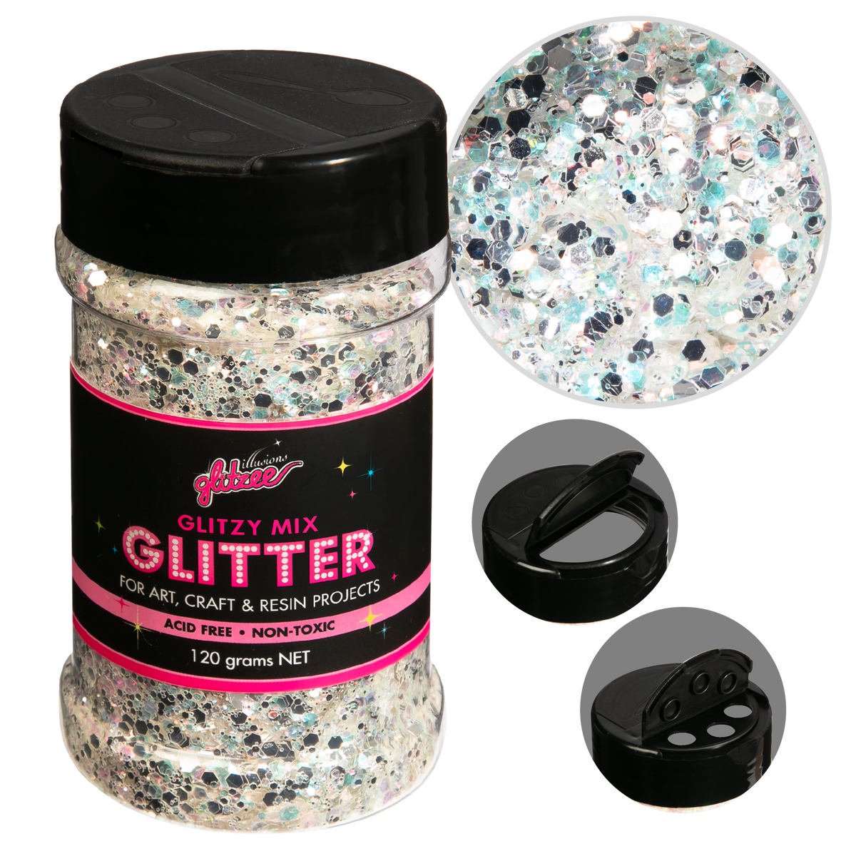 Thistle Illusions Glitzy Mix Specialty Glitter-Glitz Silver (113g) Glitter