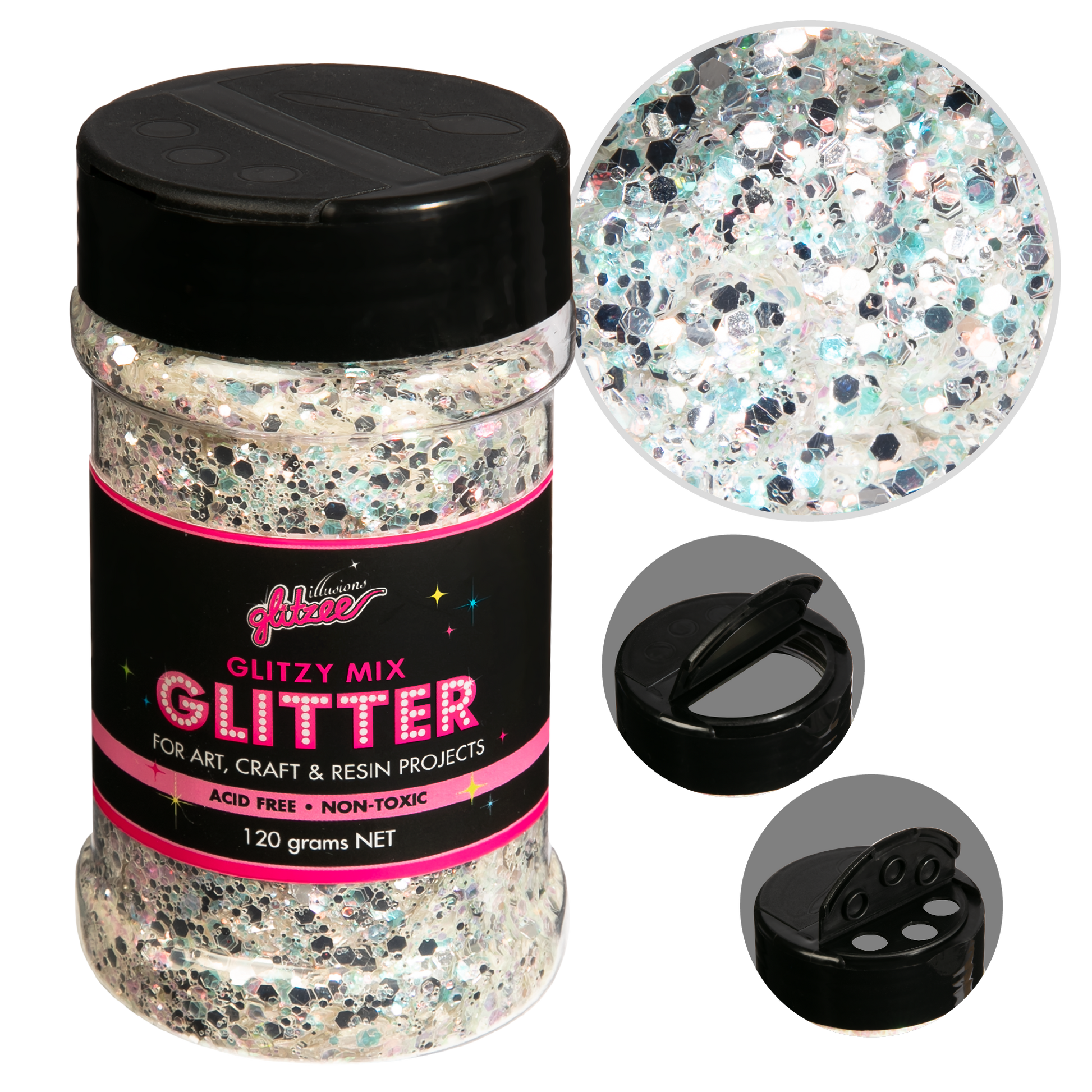 Thistle Illusions Glitzy Mix Specialty Glitter-Glitz Silver (113g) Glitter