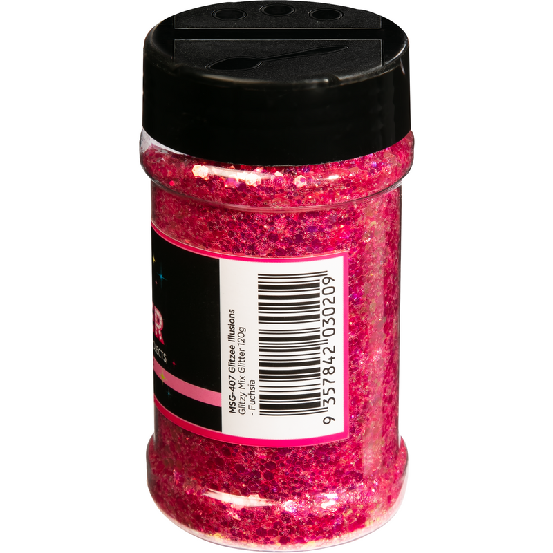 Black Illusions Glitzy Mix Specialty Glitter-Fuchsia (113g) Craft Basics