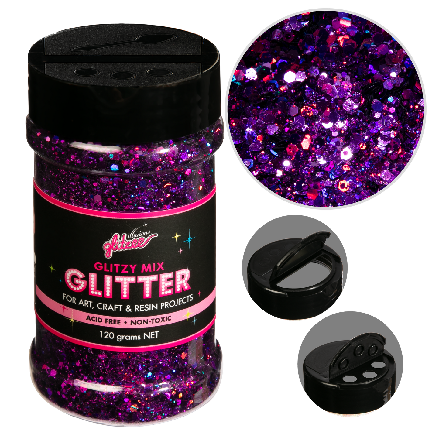 Black Illusions Glitzy Mix Specialty Glitter-Grape (113g) Glitter