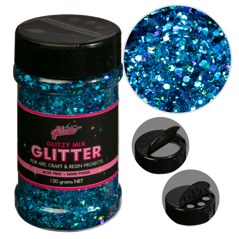 Black Illusions Glitzy Mix Specialty Glitter-Caribbean (113g) Craft Basics