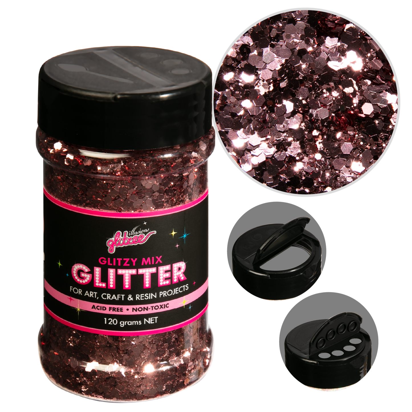 Black Illusions Glitzy Mix Specialty Glitter-Rose Gold (113g) Glitter