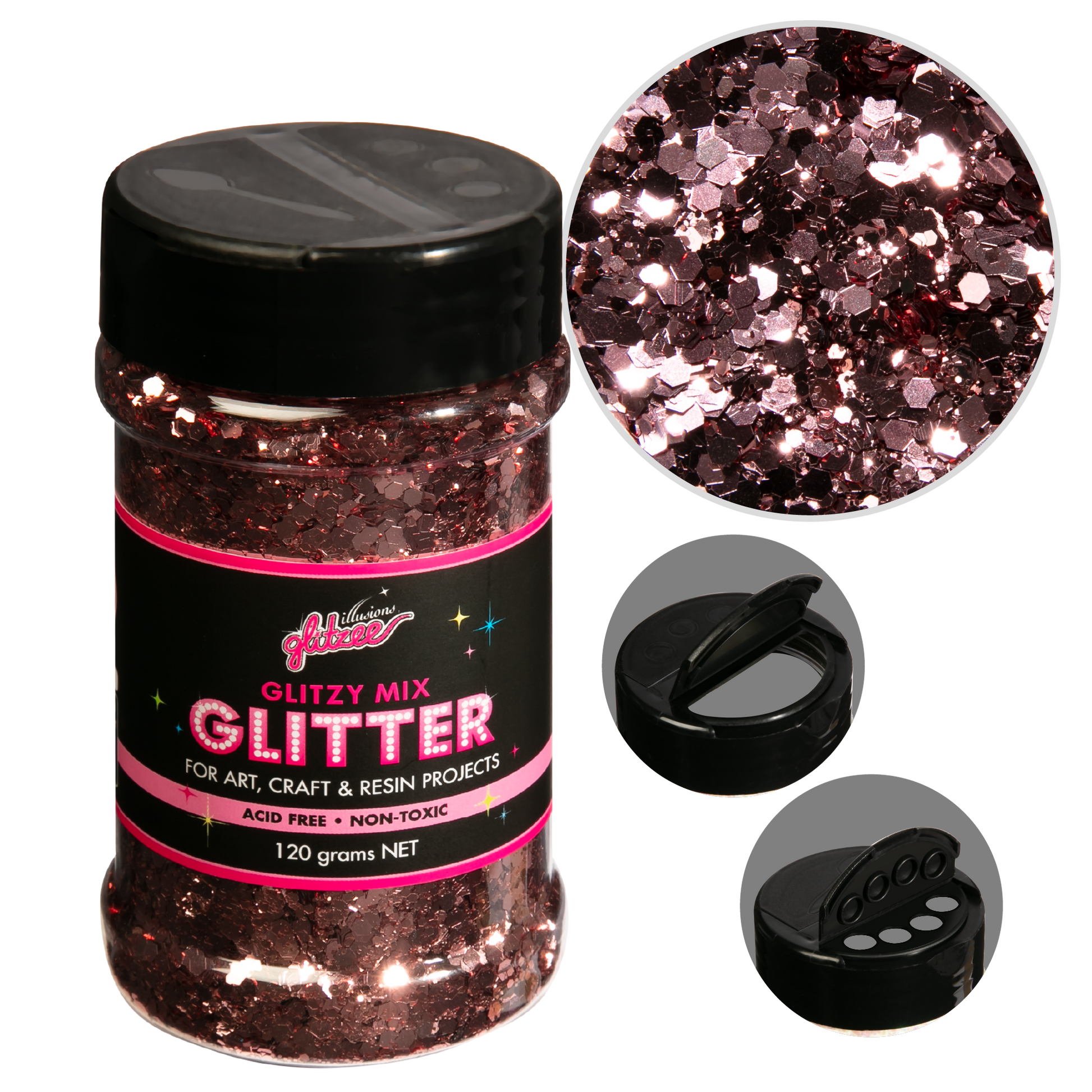 Black Illusions Glitzy Mix Specialty Glitter-Rose Gold (113g) Glitter