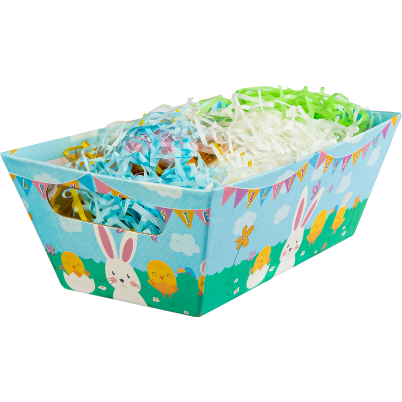 Light Steel Blue Art Star Easter Printed Cardboard Hamper 24x15x8.8cm Easter