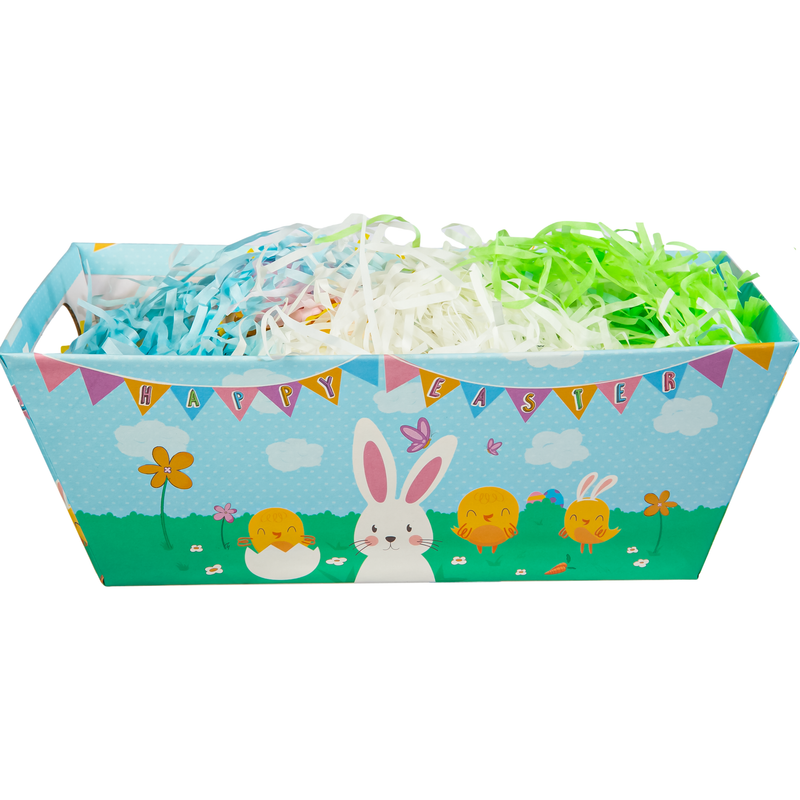 Light Steel Blue Art Star Easter Printed Cardboard Hamper 24x15x8.8cm Easter