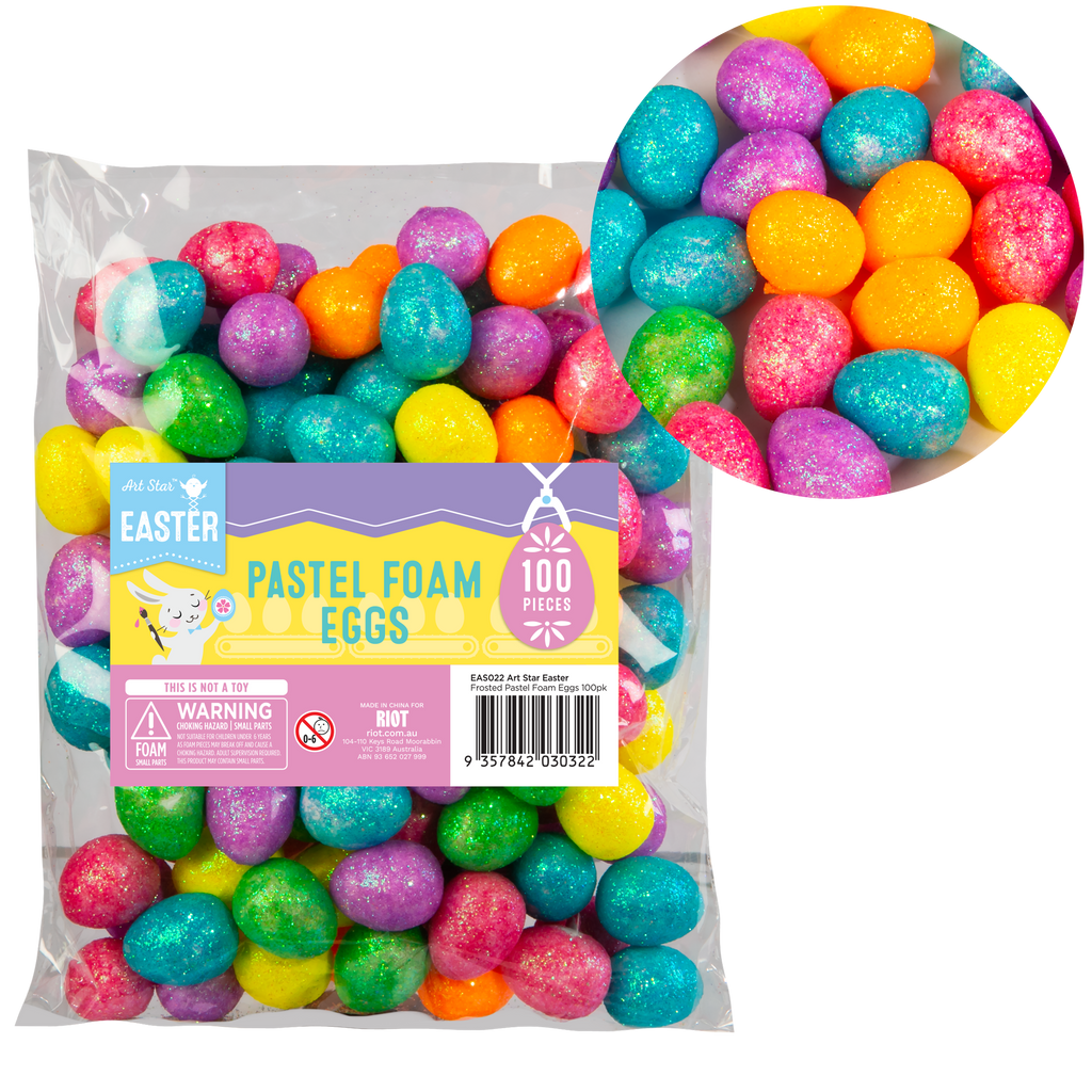 Art Star Easter Frosted Pastel Foam Eggs 2.5x1.8cm (100 Pack)