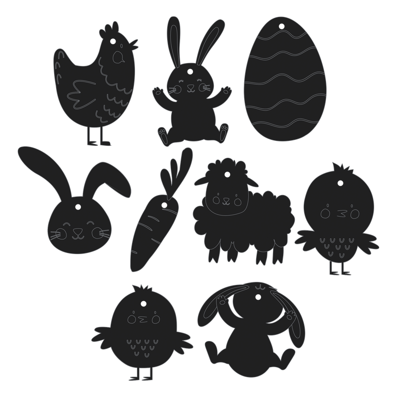 Dark Slate Gray Art Star Easter Scratch Art Hanging Ornaments (9 Piece) Easter