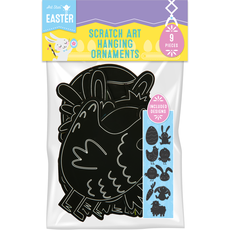 Black Art Star Easter Scratch Art Hanging Ornaments (9 Piece) Easter