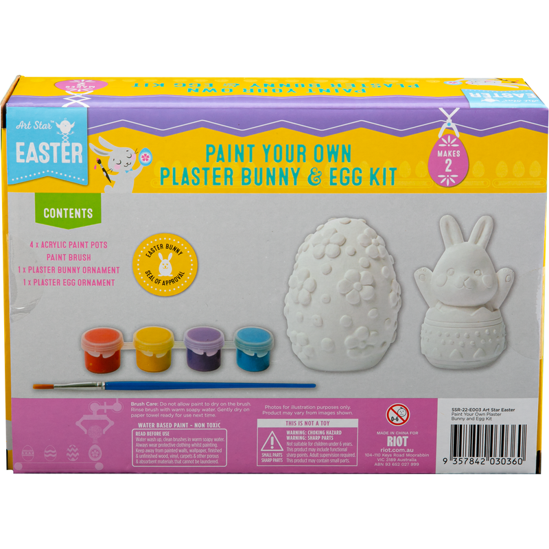 Dark Gray Art Star Easter Paint Your Own Plaster Bunny and Egg Kit Easter