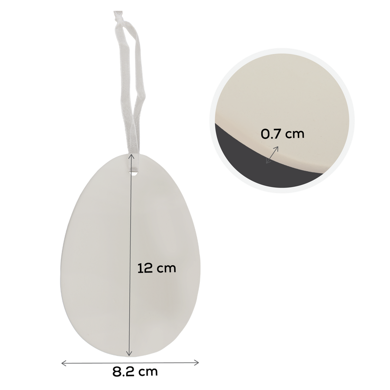 Light Gray Art Star Easter Hanging Ceramic Egg Blank 8.3x12cm Easter